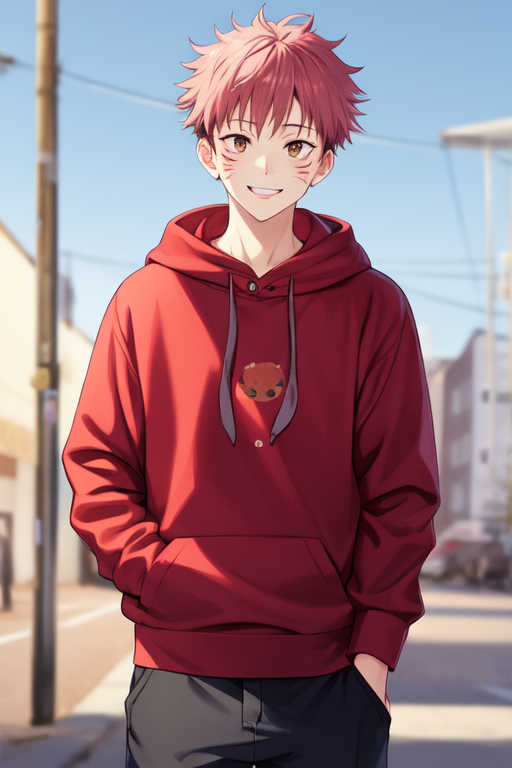 itadori yuuji,1boy,solo,make focus,pink hair,aoiked hair,short hair,undercut,facial mark,brown  (2).png